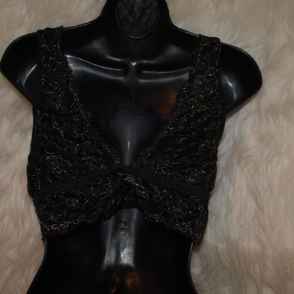 Black/Gold HALTER TOP SIZE L BY ALTARD STATE INTIMATES USED ONCE - Picture 2 of 4